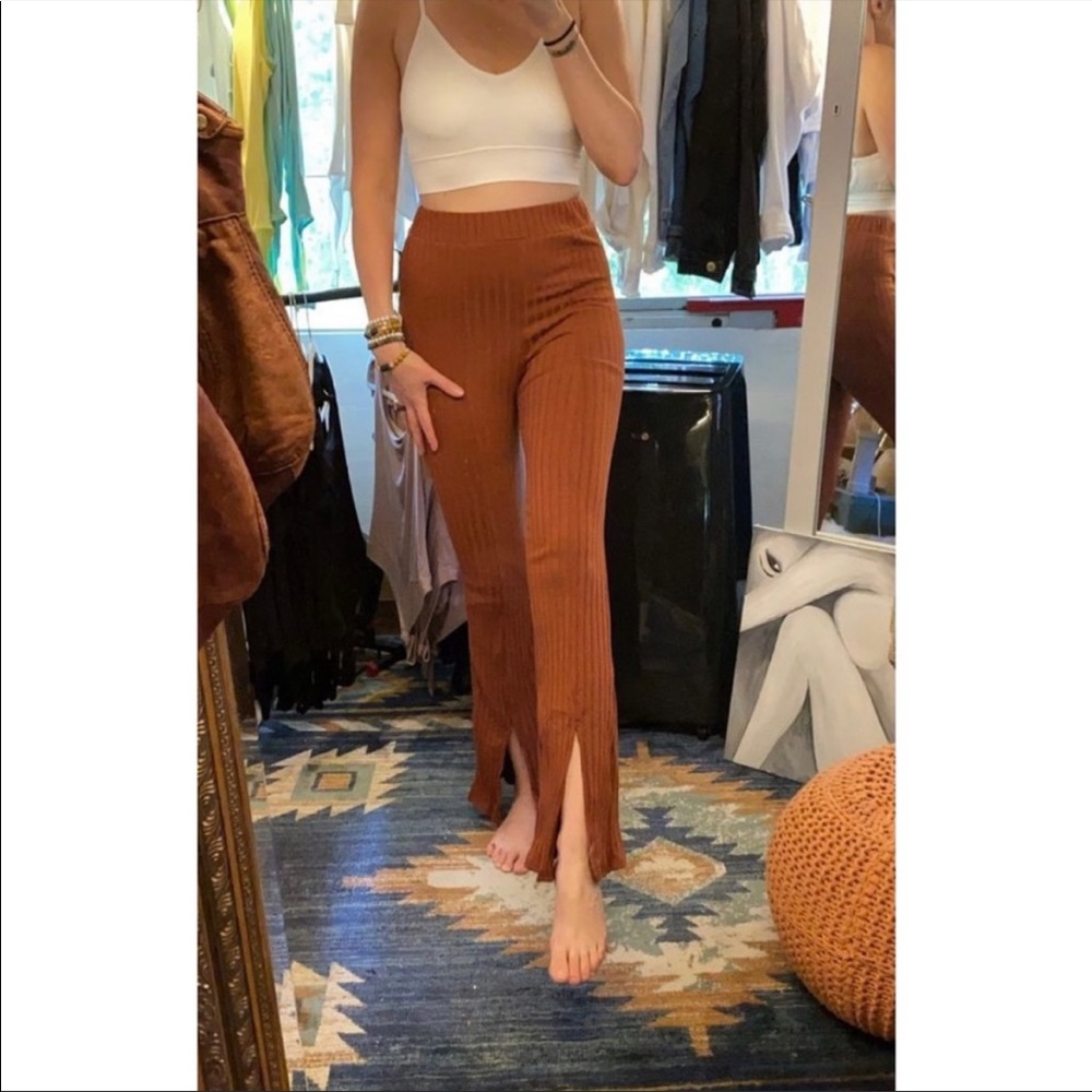 Rust Slit Ankle Pants - Picture 4 of 6